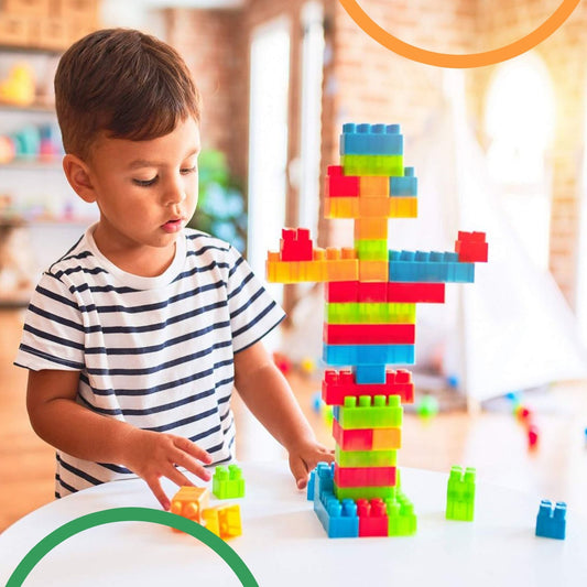 Blocks Set For Kids Play Fun And Learning Blocks For Kids Games For Children Block Game Puzzles Set Boys Children (Multicolor 60 Bricks Blocks)